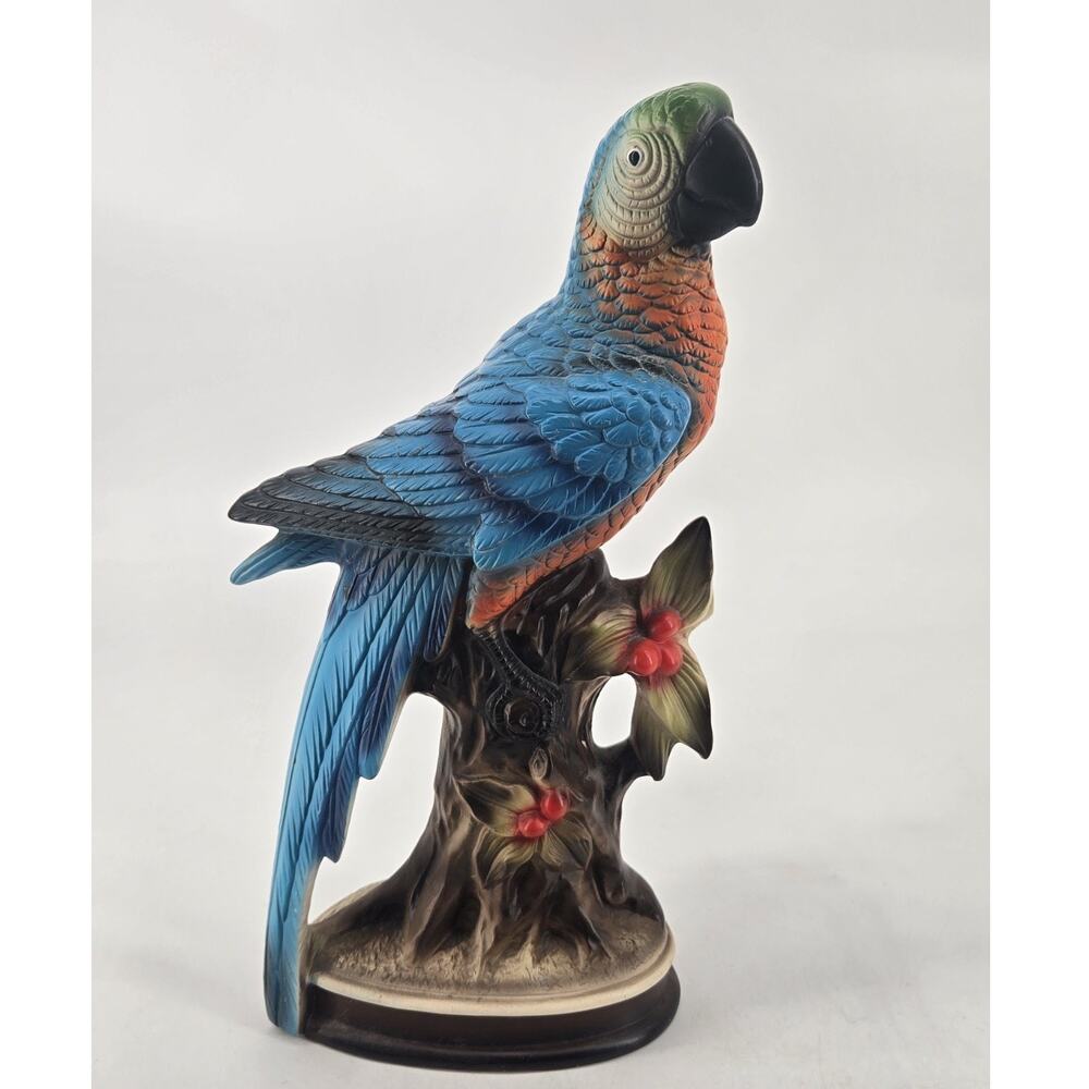 Mid Century 1960s Japanese Ceramic Blue Macaw Parrot Figurine Vintage 11 Inch - Picture 12 of 12
